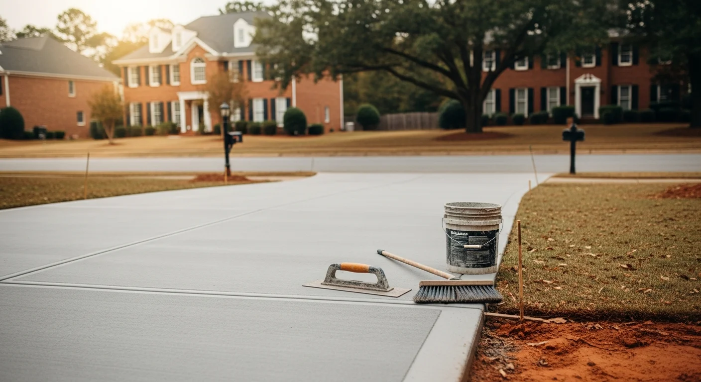 Professional concrete driveway installation and finishing