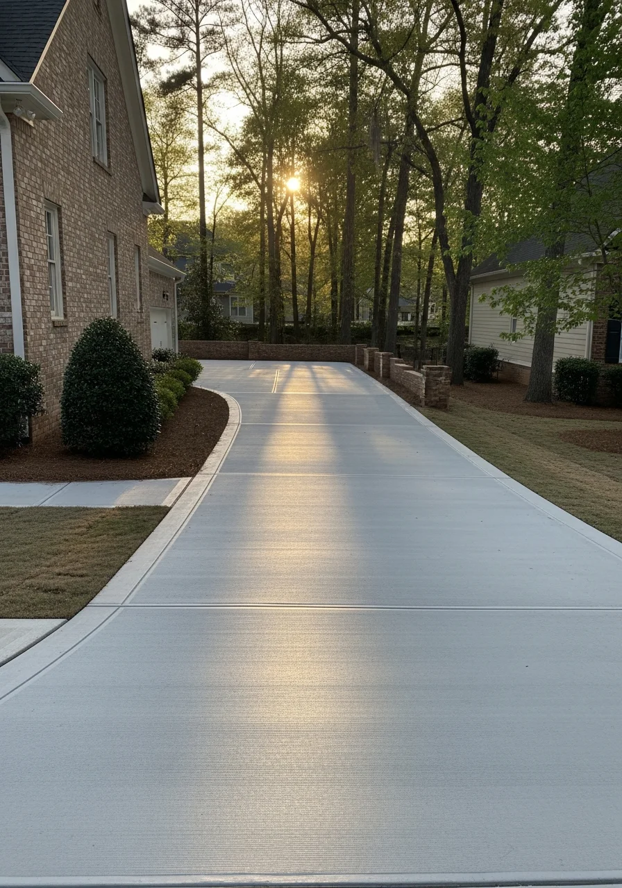 Suburban Metro Atlanta home with professional landscaping and driveway.